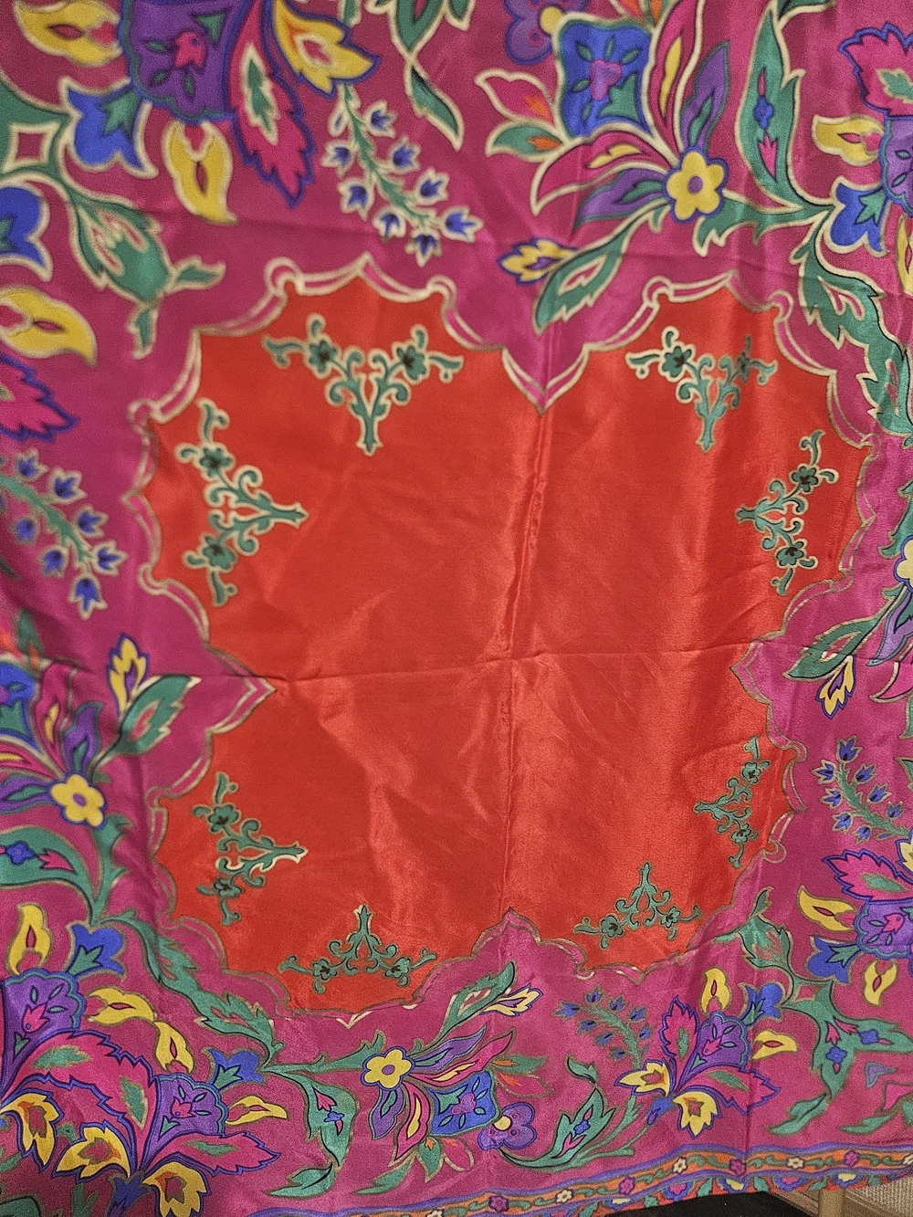 Vintage Liz Claiborne 100% Silk Floral Square Scarf Pink Red Multicolor